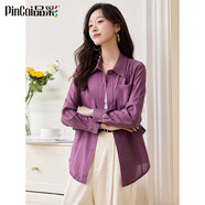 品彩（PinCai）長(cháng)袖襯衫女法式收腰顯瘦襯衣小眾設計感潮流系帶襯衫P51S021