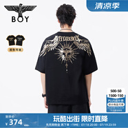 BOY LONDON【暗黑羅盤】夏情侶款短袖權(quán)杖印花炸街潮牌T恤N01906 黑印金N01906 經(jīng)典升級款 M