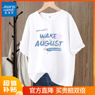 真維斯純棉短袖T恤女士夏季衣服新款2025年寬松型休閑百搭外穿半袖衣服 白-花與涂鴉 L