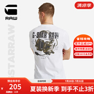 G-STAR RAW時(shí)尚夏季熱銷款男士竹節(jié)高端t恤短袖Nifous圓領(lǐng)印花打底衫D24687 白色 L