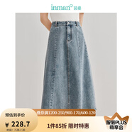 茵曼（INMAN）100%純棉法式牛仔半身裙2025夏女裝新款氣質(zhì)顯瘦中高腰A字裙子 淺牛仔 M