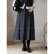 LE BEMIO「白描工作間」“霍格沃茲”復古格紋毛呢西裝/壓褶半裙/馬甲套裝 格紋半裙 M