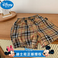 迪士尼（Disney）男童短褲薄款外穿兒童寶寶洋氣經(jīng)典卡其格子褲百搭休閑短褲潮韓版 卡其格短褲 140 cm