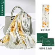 達(dá)芬奇密碼 桑蠶絲真絲絲巾女蘇繡高檔披肩春秋時(shí)尚送女友送禮禮物實(shí)用外搭 幻彩琉光