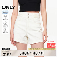 ONLY夏季時尚百搭高腰顯瘦A字短褲牛仔褲女|124243004 J2G 米白色 L 170/72A