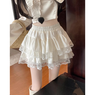 衣然呈品芭蕾風(fēng)蕾絲花邊A字半身裙女夏季薄款高腰顯瘦時(shí)尚蛋糕蓬蓬短裙女 杏色 M 【建議90-110斤】