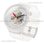 斯沃琪（Swatch）瑞士手表大表盤(pán)鏤空透視果凍透明情侶腕表SO27E100 SO27E100