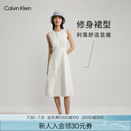 Calvin KleinJeans夏季女士休閑氣質(zhì)通勤ck系帶露腰刺繡無袖連衣裙J221175 YBH-月光白 XS