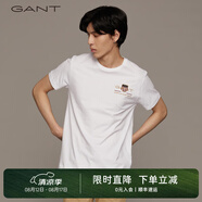 GANT【100%棉】甘特男女情侶款休閑學(xué)院純色圓領(lǐng)寬松重磅短袖T恤 110白色 L