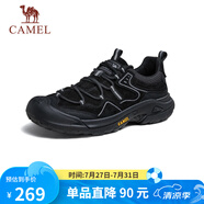 駱駝（CAMEL）踏山男士戶外登山復(fù)古皮面休閑低幫徒步鞋 G14A342696 夜黑色 42
