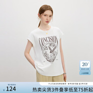 范思藍(lán)恩新中式原創(chuàng)手繪圖案T恤女2025夏新款復(fù)古百搭上衣2843 白色 XS