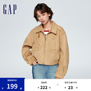 Gap女裝春秋時尚高領(lǐng)復(fù)古機(jī)車夾克美式翻領(lǐng)外套429388 淺棕色 160/80A(S)亞洲尺碼