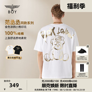 BOY LONDON【范丞丞同款】夏季短袖情侶小熊涂鴉滿印潮牌T恤N01019 白色 M 此款偏大，建議拍小一碼