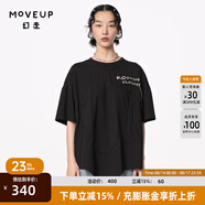 幻走（MOVEUP）【商場(chǎng)同款】2024夏季新款流蘇繡花設(shè)計(jì)師短款T恤女 黑 XS