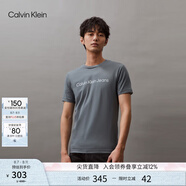 Calvin Klein Jeans夏季男女情侶中性年輕ck多色印花透氣修身短袖T恤J320931 PN6-霧霾藍 XL （推薦160-175斤）