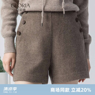 歌莉婭預售小香風可水洗羊毛呢休閑咖啡色短褲女外穿三分褲子10CL1A380 86Y咖啡色 27