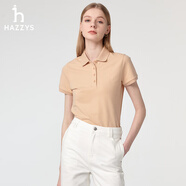 HAZZYS張晚意夏季新男女Polo翻領刺繡短袖t恤 米 【女款36-42】 XS 160/84A 38