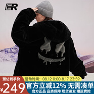 ER【張澤禹同款】兩面穿仿羊羔毛絨男士外套男女同款連帽保暖厚棉衣 黑色 M碼-175/70kg