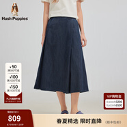 Hush Puppies【細膩垂順】暇步士女裝2025夏季順滑天絲牛仔七分裙褲 靛藍牛仔 30