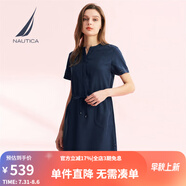 諾帝卡（NAUTICA）【商場同款】女裝春夏新款萊賽爾混紡親膚休閑連衣裙女42DO01 淺藏青色40S L