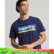 superdry極度干燥男士T恤夏季經(jīng)典短袖logo舒適柔軟透氣 NAVY L