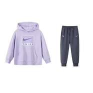 NIKE 3BRAND 耐克男女童純棉毛圈衛(wèi)衣褲子套裝2025春季兒童休閑套裝 紫羅蘭【純棉毛圈】 (1491) 150 /72 【建議身高140-152cm】