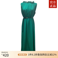 ZXEGI真絲女裝100%桑蠶絲連衣裙夏季收腰中長(cháng)款高檔背心真絲裙子中長(cháng)款 森林綠 均碼