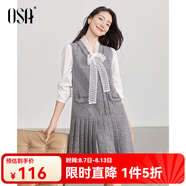 歐莎（OSA）OSA歐莎花灰色無袖背心連衣裙女士春季短裙2025年新款減齡裙子 花灰色 S