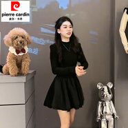 皮爾卡丹赫本風(fēng)黑色針織內(nèi)搭連衣裙女小個子早春2025新款春裝小黑裙感 黑色修身/超好看連衣裙/高端精致 XL 【生日小禮裙/小個子連衣裙】