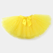 賓娜詩(shī)兒童舞蹈紗裙半身裙女童蓬蓬裙藍色短裙芭蕾舞亮片裙跳舞裙幼兒園 黃色亮片蝴蝶結紗裙 140 均碼L碼