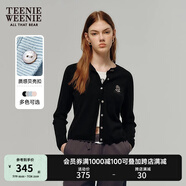 Teenie Weenie小熊針織開衫2025年春夏新款學(xué)院風(fēng)高智感圓領(lǐng)毛衣外套女空調(diào)衫 黑色 M