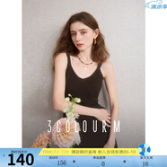三彩2025春季新款吊帶針織裙坑條無(wú)袖連衣裙收腰A字裙修身內(nèi)搭M 咖啡色 S
