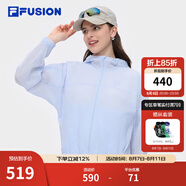 斐樂（FILA）FUSION斐樂潮牌梭織外套男子女子2025夏新款時(shí)尚休閑防曬連帽上衣 雅蜜藍(lán)-BU S
