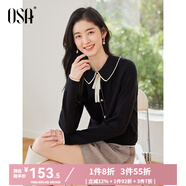 歐莎（OSA）千金小香風(fēng)減齡內(nèi)搭娃娃領(lǐng)針織衫2025秋新款打底衫毛衣女上衣氣質(zhì) 黑色A M