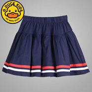 G.duck女童半身裙卡其色校服裙兒童百褶裙夏季藏青色小學(xué)生演出表演短裙 藏青色短裙-加內襯 紅白條紋 120 cm(建議體重35-50斤)