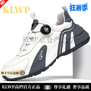 KLWP輕奢男鞋四季新款真皮老爹鞋男士紐扣運(yùn)動(dòng)跑步休閑鞋戶外旅游鞋 白色 39