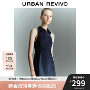 UR2025春季新款女裝學(xué)院風(fēng)超短款拉鏈無(wú)袖連衣裙UYU750030 藏青 XS