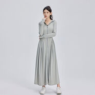 收腰防曬衣女長款2025夏季新款冰絲寬松長款防曬衣收腰裙防曬服薄 【灰色+可拆卸帽檐+衣長120】