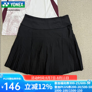 尤尼克斯網羽短裙女速干透氣yy百褶裙運動半身裙羽毛球服 2202325 黑色 XL