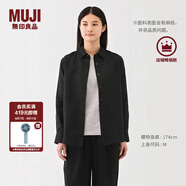無(wú)印良品（MUJI）女式 漢麻水洗襯衫領(lǐng)長(zhǎng)袖襯衫女士襯衣外套外衣 25年夏季女裝上衣 黑色 M （160/84A）