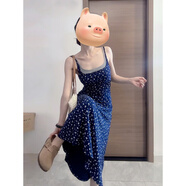 棉致假兩件碎花吊帶連衣裙子女夏季205新款法式絕美海邊度假沙灘長裙 碎花連衣裙 L 55/60kg