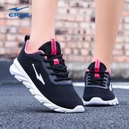 鴻星爾克女鞋運動(dòng)鞋2026年春季紅星網(wǎng)面透氣女士休閑透氣跑步鞋子健步鞋女 正黑/桃粉4152 40