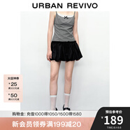 UR秋季新款女裝甜酷風(fēng)拼接松緊腰系繩短裙半裙UWU540065 黑色 M