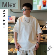 MLEX互有服飾LKT.NINE夏季蝙蝠衫短袖.t恤男寬松闊版重磅印花 白色 【廠家現(xiàn)貨直發(fā)】 M 【90-110斤】