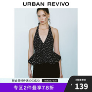 UR2025春季新款女裝法式波點(diǎn)掛脖系帶露背吊帶衫UWG250024