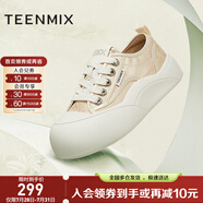 天美意新中式女鞋商場同款時尚百搭休閑小白鞋春秋款新BJ301CM4 杏色 38