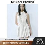 UR2025春季新款女裝學(xué)院風(fēng)撞色條紋超短款連衣裙UYU750034 本白 (偏短) S