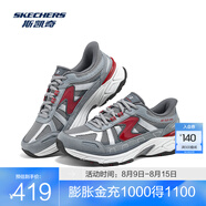 斯凱奇（Skechers）跑鞋夏季新品防滑老爹鞋233153 灰色/紅色/GTRD 42