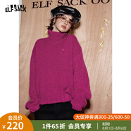 妖精的口袋慵懶風(fēng)紅色高領(lǐng)厚毛衣女2024冬季新款高級(jí)設(shè)計(jì)感馬海毛 百搭玫紫色 S