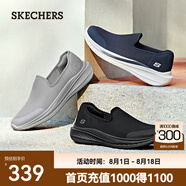斯凱奇（Skechers）男鞋夏季休閑鞋運動透氣軟底懶人網(wǎng)面鞋減震一腳蹬健步鞋216029 月亮灰/GRY -210943 44